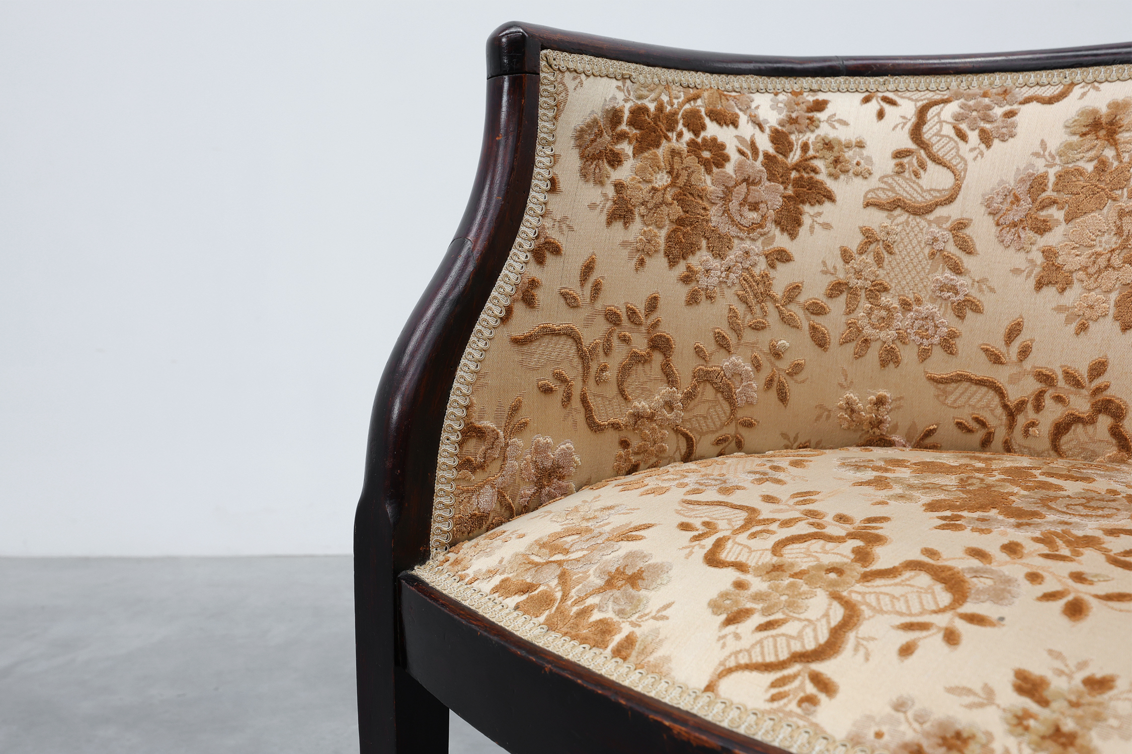 Pair of Ebonised Tub Armchairs with Floral Upholstery, France, Circa 1900thumbnail